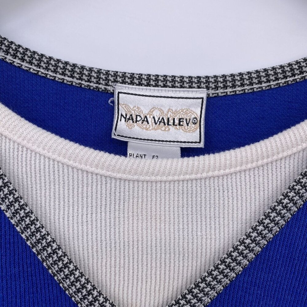 VTG Napa Valley Y2K pull over sweater size XL embroidered flower button print - Picture 2 of 8